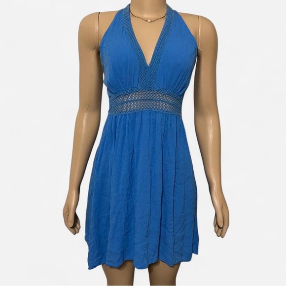 Charlotte Russe Blue Pleated Tie Front Mini Dress - Picture 2 of 3